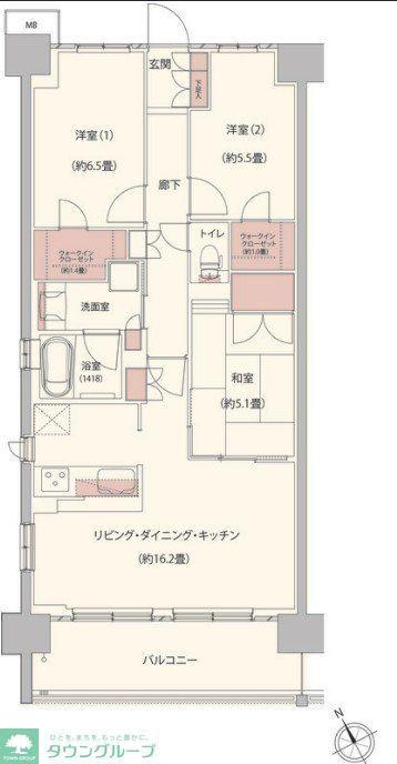 クレストフォルム柏サウスウイング(3LDK/1階)の間取り写真