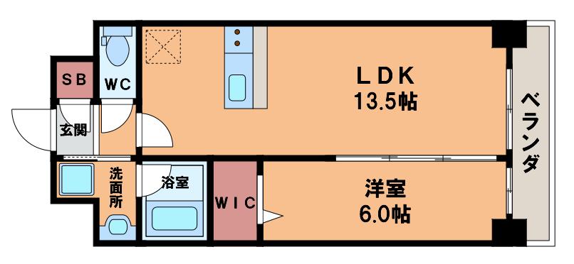 エストヴァリ千扇(1LDK/4階)の間取り写真