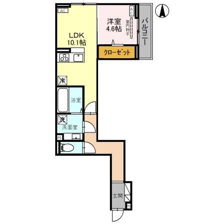 Dアヴァンス高富A棟(1LDK/3階)の間取り写真