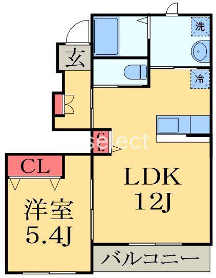 CALME BONHEURI(1LDK/1階)の間取り写真