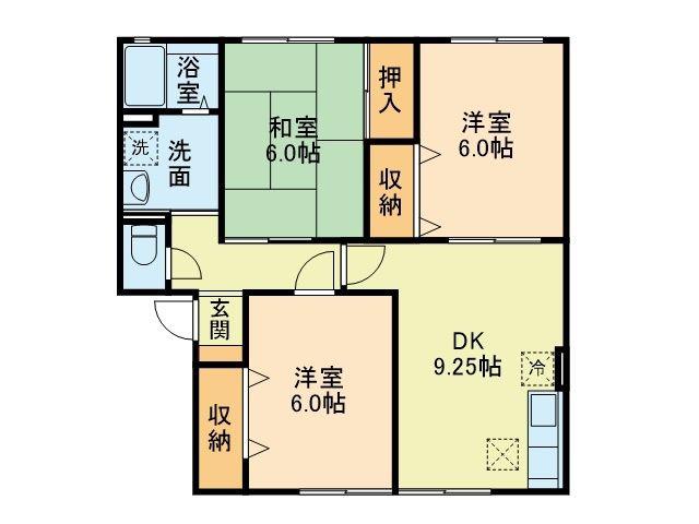サンガーデン下硯川A(3LDK/1階)の間取り写真