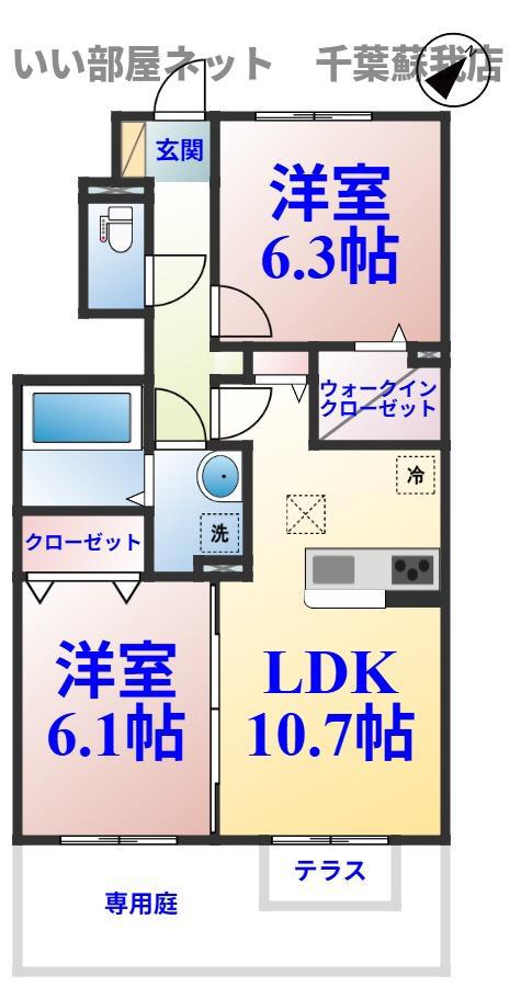エトワール(2LDK/1階)の間取り写真