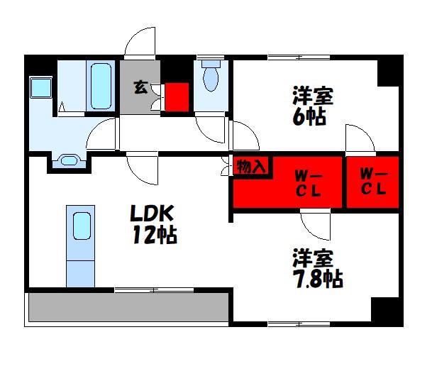 アイプレスおおまち(2LDK/2階)の間取り写真