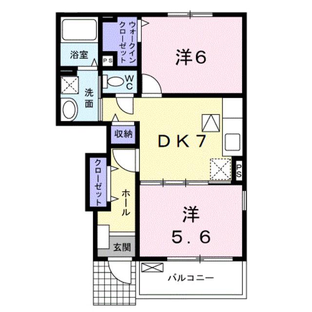 クレメントC(2DK/1階)の間取り写真