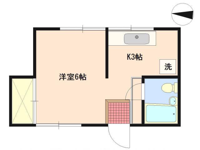 CASA ゆかわ(1K/1階)の間取り写真