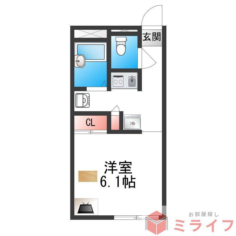 レオパレス平野南(1K/2階)の間取り写真
