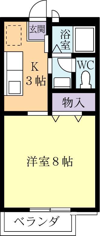 ハイツエトワールA棟(1K/2階)の間取り写真