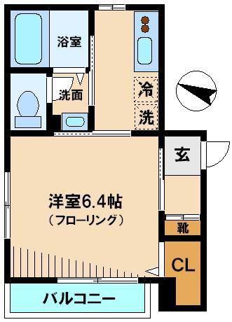 セレーノ(1K/1階)の間取り写真