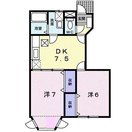 パ-クヴィラA(2DK/1階)の間取り写真