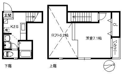 トロープ姪浜 316(1K/2階)の間取り写真