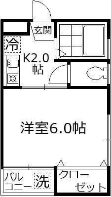 ナカニシコーポ(1K/2階)の間取り写真
