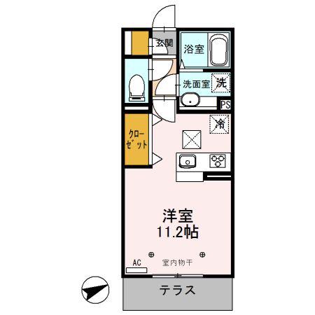 ブラスガーデン(ワンルーム/1階)の間取り写真