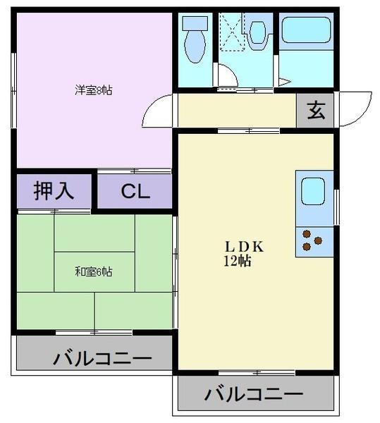 SV-5津久野(2LDK/3階)の間取り写真