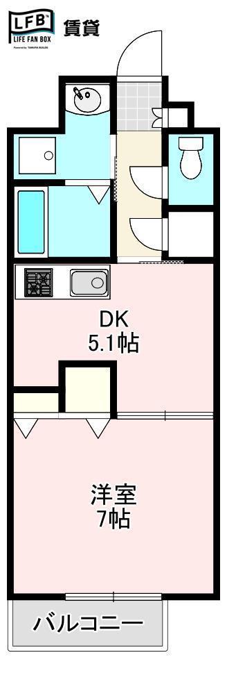 際波フォレストウインズ(1DK/2階)の間取り写真