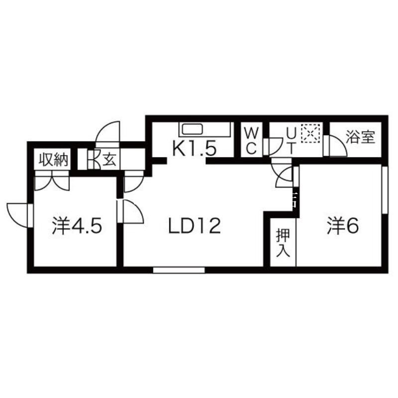 丘珠ハイツ(2LDK/2階)の間取り写真