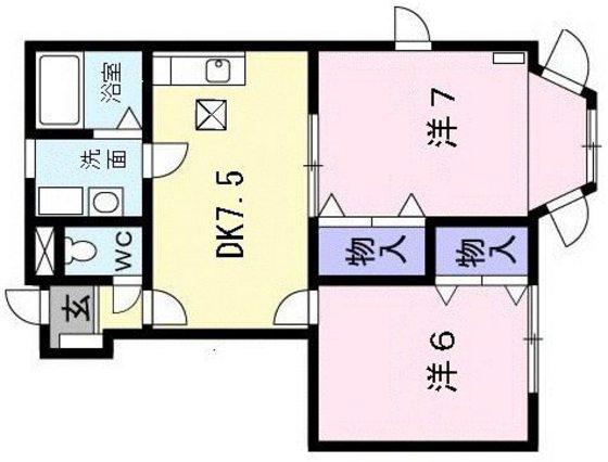 シャンブレーヌA(2DK/1階)の間取り写真