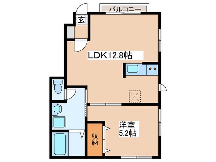 ラピス新宿B(1LDK/1階)の間取り写真