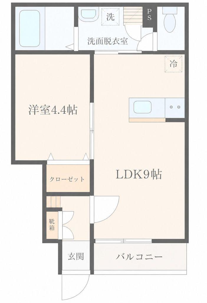 リヴェール上杉A(1LDK/1階)の間取り写真