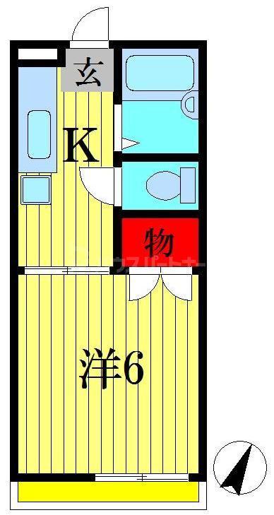 ワンロード(1K/1階)の間取り写真