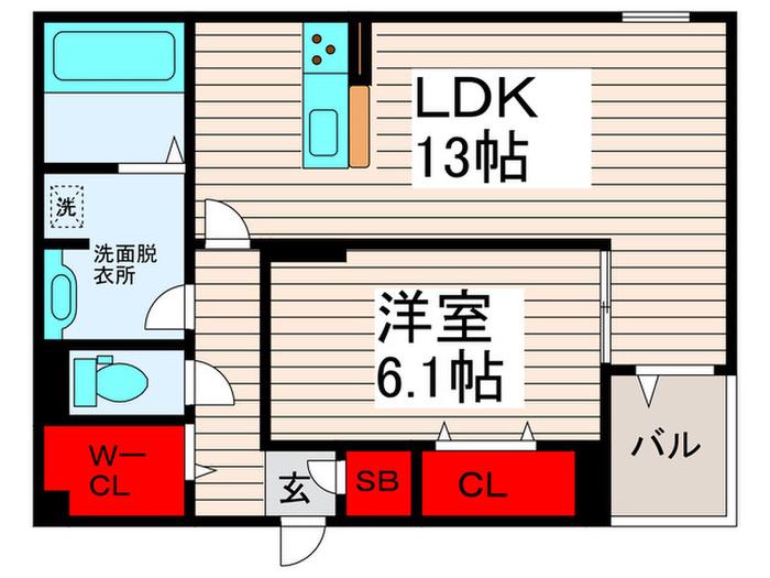 レインボー皿沼(1LDK/2階)の間取り写真