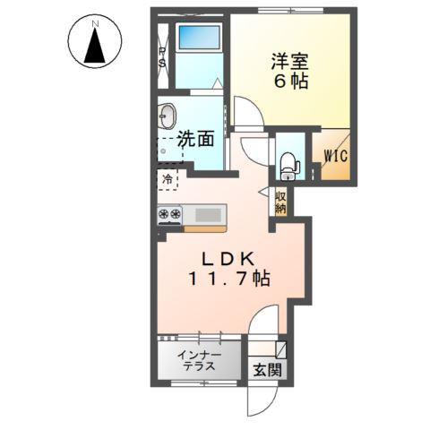 アイリスコート石渡(1LDK/1階)の間取り写真