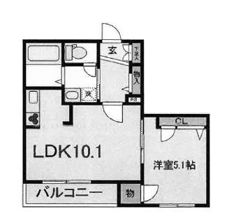シャトーグレース(1LDK/3階)の間取り写真