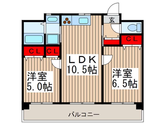 アコモード北原台(2LDK/2階)の間取り写真