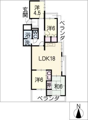 青雲鹿子マンション(4LDK/2階)の間取り写真