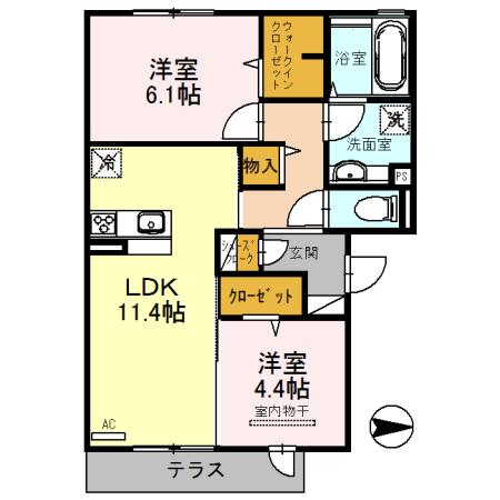 ボヌール(2LDK/3階)の間取り写真