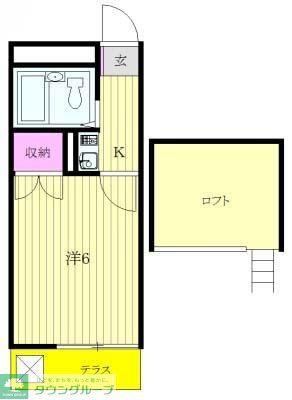 ジェイテラスひばりが丘・102(1K/1階)の間取り写真