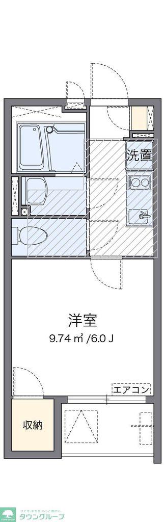ミランダオカムラハイツ4(1K/2階)の間取り写真