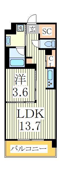 ART RESIDENCE IN OOTAKA-NO-MORI C棟(1LDK/2階)の間取り写真