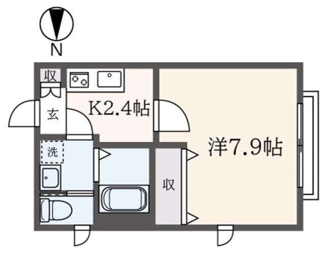 サザンクロス(1K/2階)の間取り写真