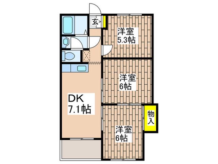 ミネハイツ(3DK/1階)の間取り写真
