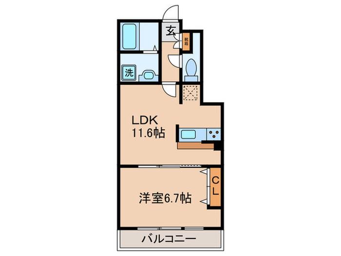 VERDOR(1LDK/1階)の間取り写真