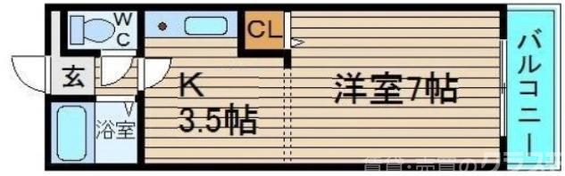 プルメリア(1K/4階)の間取り写真