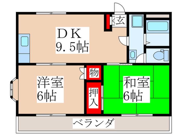 リバーサイド秋葉(2DK/2階)の間取り写真