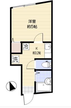 グリーンヒルズ(1K/1階)の間取り写真