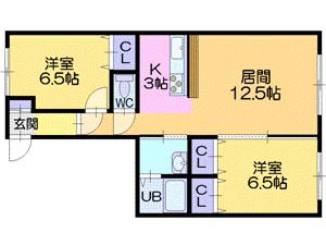 KOOL94(2LDK/4階)の間取り写真