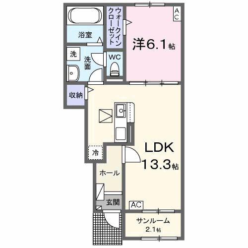 SEJOUR・セジュール(1LDK/1階)の間取り写真