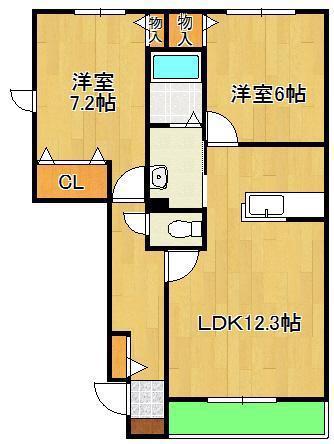 クラヴィエ石坂 A (2LDK/1階)の間取り写真