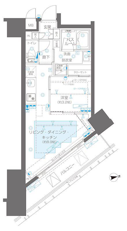 ZOOM新宿御苑前(1LDK/2階)の間取り写真
