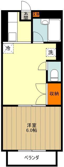 薔薇ハウス(1DK/2階)の間取り写真