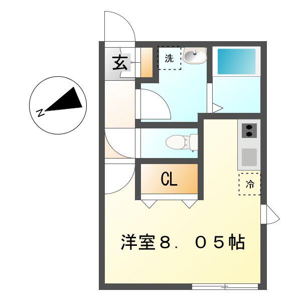 ラプレLAPULE(ワンルーム/2階)の間取り写真