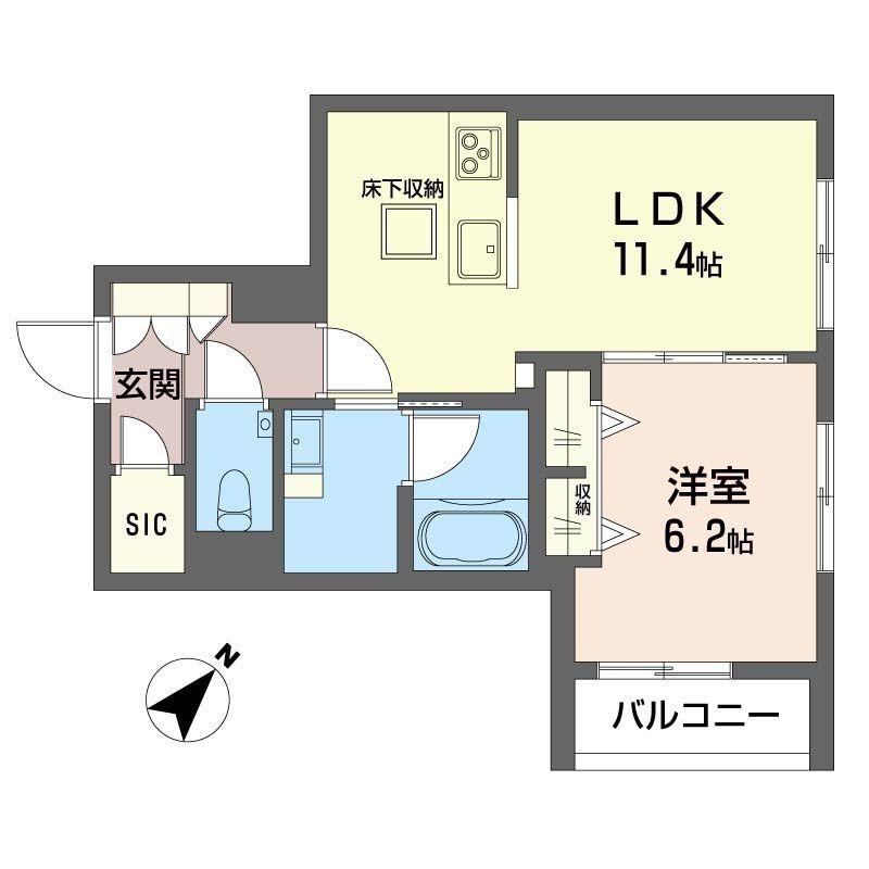 フォス 渋谷笹塚(1LDK/1階)の間取り写真