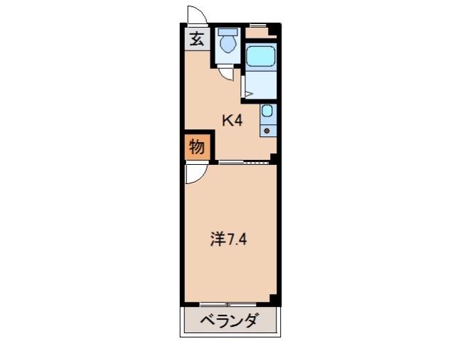 ナナヤマホーム岩出(1K/2階)の間取り写真