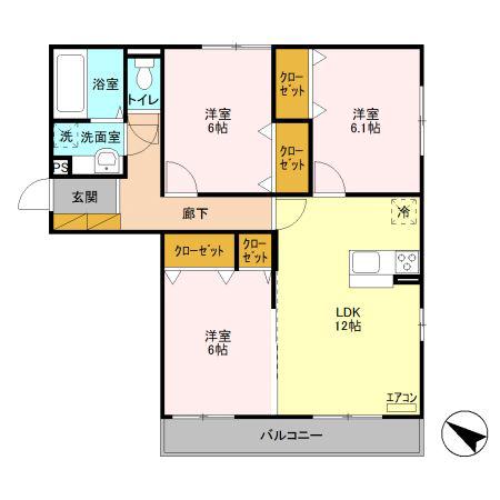 ショコラ(3LDK/3階)の間取り写真
