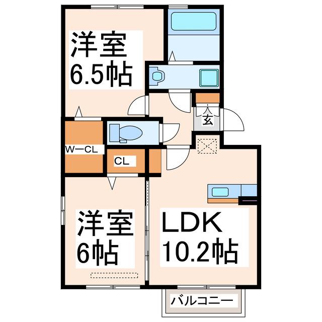 さくらそう 世安一号館(2LDK/3階)の間取り写真