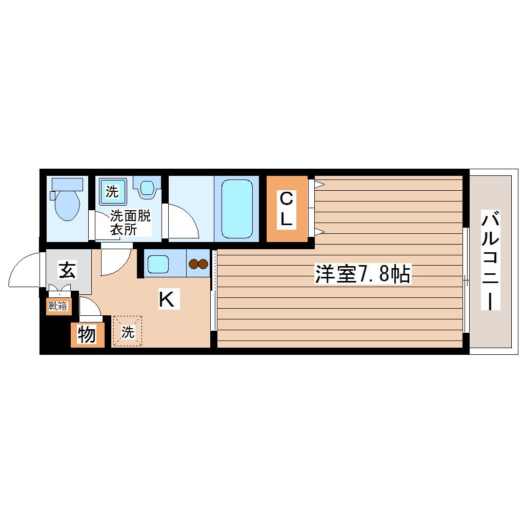 プランドール桂(1K/2階)の間取り写真