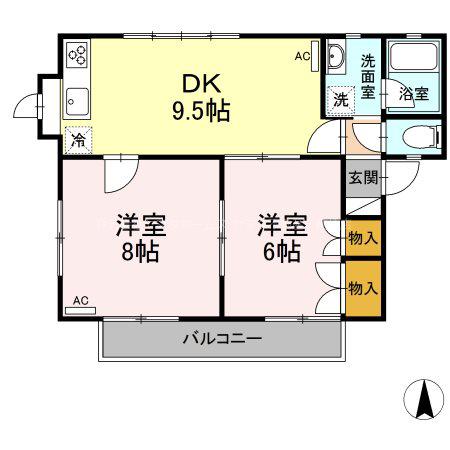 GTハイツ(2LDK/2階)の間取り写真